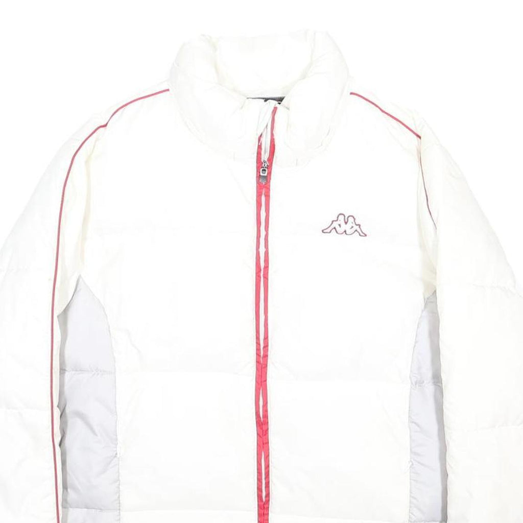 KAPPA Womens White & Red Puffer Jacket XL Polyamide Plain Zip Closure