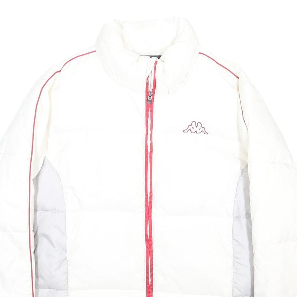 KAPPA Womens White & Red Puffer Jacket XL Polyamide Plain Zip Closure