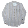 B.U.M. EQUIPMENT Mens Blue & White Striped Shirt M Cotton Blend Relaxed Fit Long