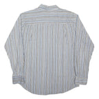 B.U.M. EQUIPMENT Mens Blue & White Striped Shirt M Cotton Blend Relaxed Fit Long