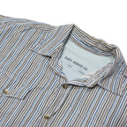 B.U.M. EQUIPMENT Mens Blue & White Striped Shirt M Cotton Blend Relaxed Fit Long