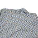 B.U.M. EQUIPMENT Mens Blue & White Striped Shirt M Cotton Blend Relaxed Fit Long