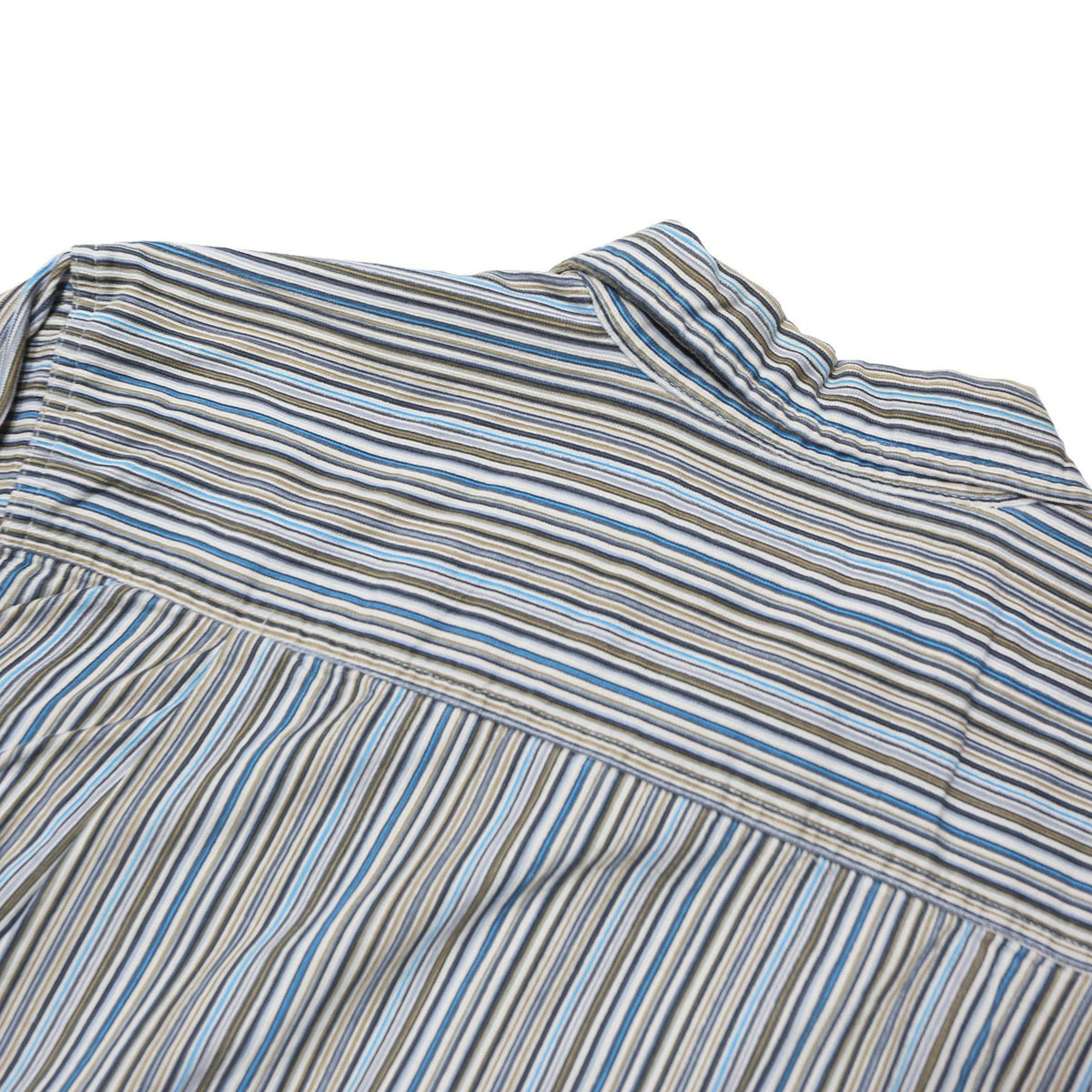 B.U.M. EQUIPMENT Mens Blue & White Striped Shirt M Cotton Blend Relaxed Fit Long