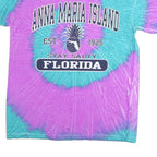 GILDAN Mens Blue & Purple Tie Dye T-Shirt L Short Sleeve Crew Neck Anna Maria