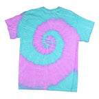 GILDAN Mens Blue & Purple Tie Dye T-Shirt L Short Sleeve Crew Neck Anna Maria