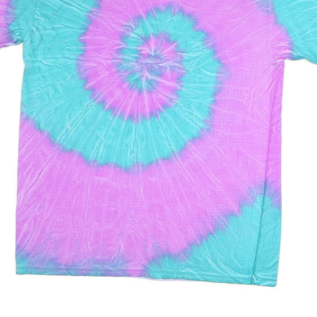 GILDAN Mens Blue & Purple Tie Dye T-Shirt L Short Sleeve Crew Neck Anna Maria