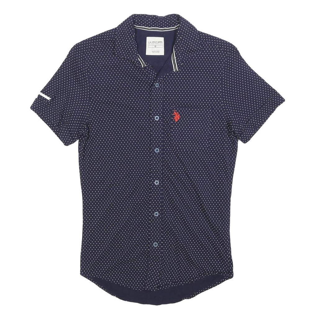 U.S. POLO ASSN Mens Blue & White Polka Dot Shirt S Short Sleeve Button Casual