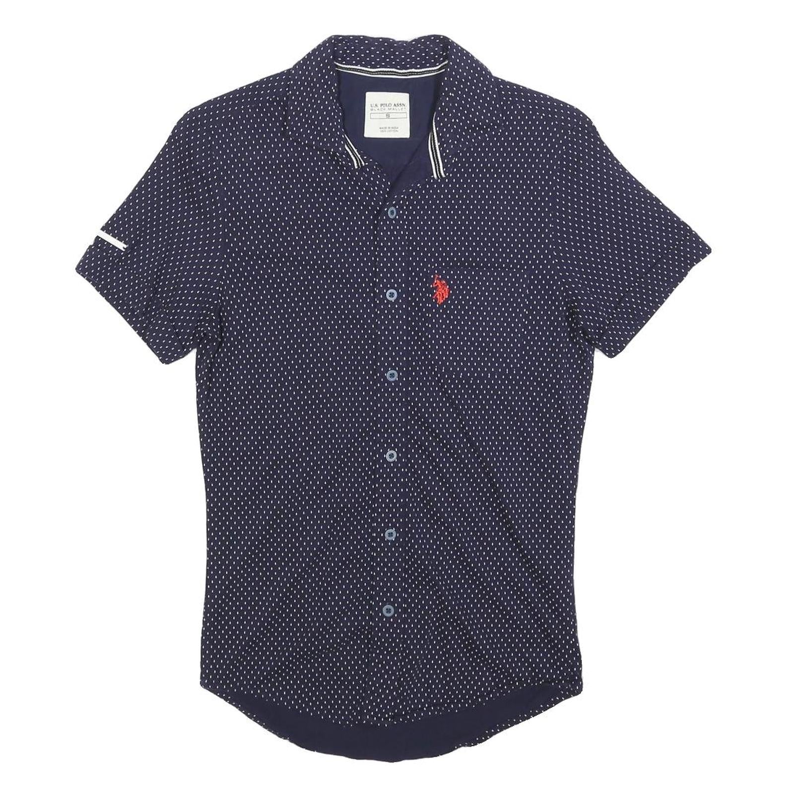 U.S. POLO ASSN Mens Blue & White Polka Dot Shirt S Short Sleeve Button Casual