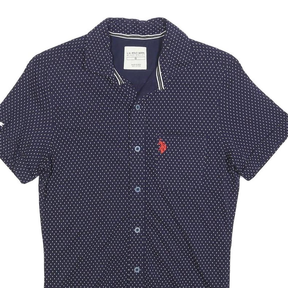 U.S. POLO ASSN Mens Blue & White Polka Dot Shirt S Short Sleeve Button Casual