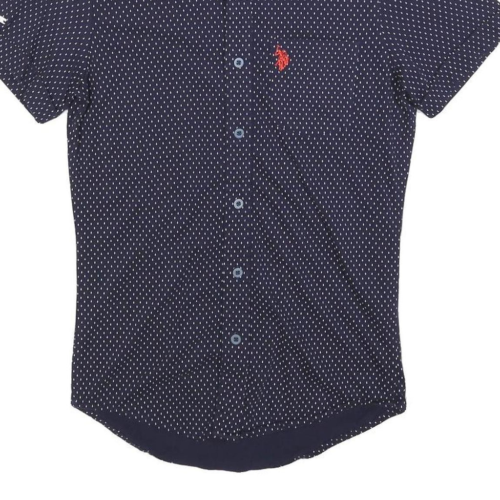 U.S. POLO ASSN Mens Blue & White Polka Dot Shirt S Short Sleeve Button Casual