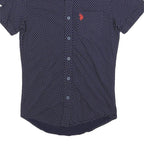 U.S. POLO ASSN Mens Blue & White Polka Dot Shirt S Short Sleeve Button Casual