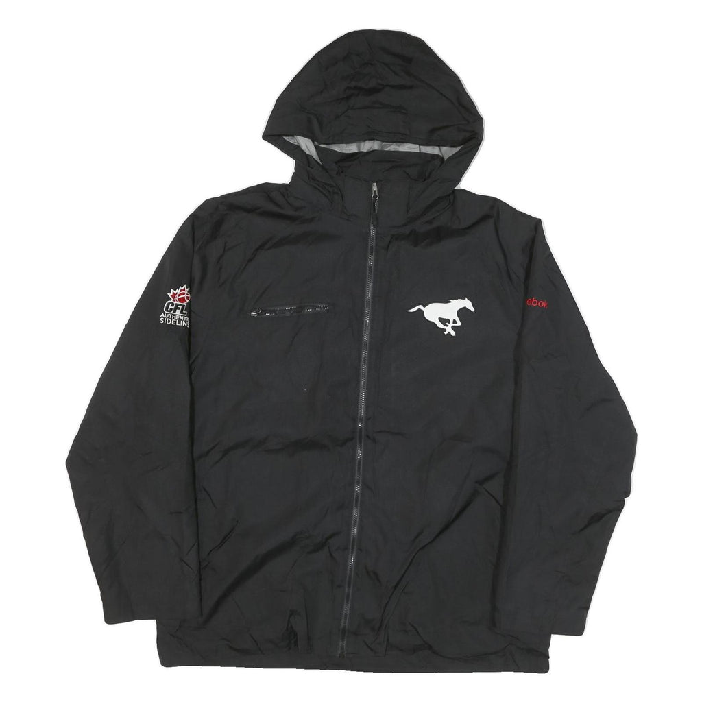 REEBOK Mens Black Calgary Stampeders Jacket XL Polyester Blend Sports Zip Hooded
