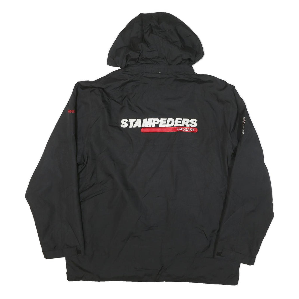 REEBOK Mens Black Calgary Stampeders Jacket XL Polyester Blend Sports Zip Hooded