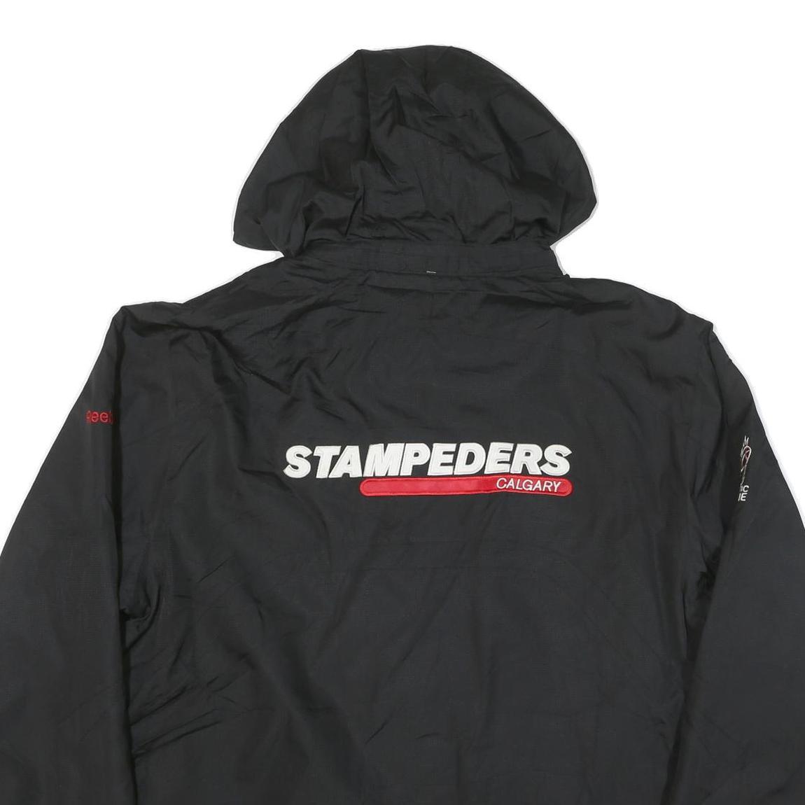 REEBOK Mens Black Calgary Stampeders Jacket XL Polyester Blend Sports Zip Hooded