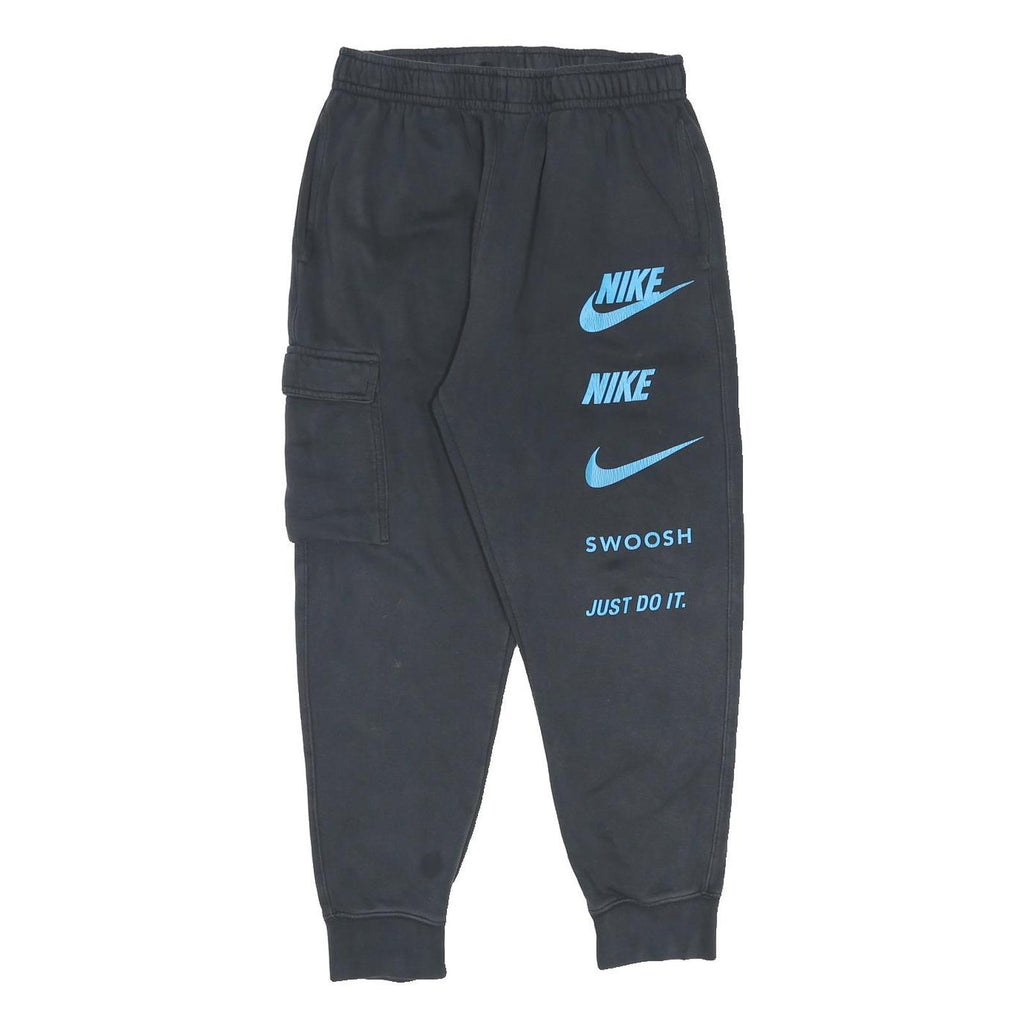 NIKE Mens Joggers Black & Blue Casual Slim Tapered M W28 L25 Cotton Blend