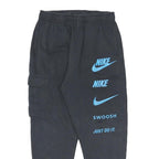 NIKE Mens Joggers Black & Blue Casual Slim Tapered M W28 L25 Cotton Blend