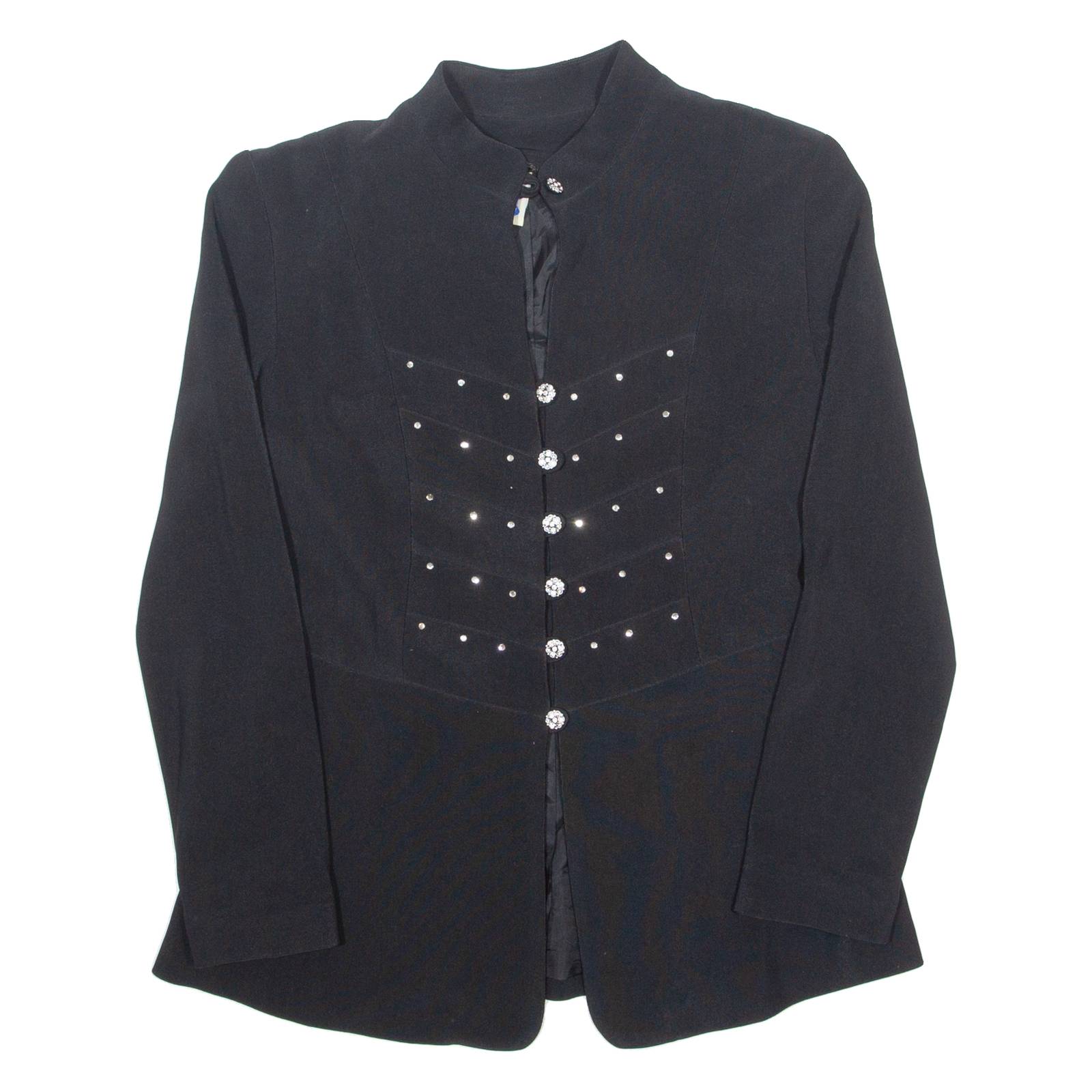 YESSICA Rhinestones Womens Blazer Jacket Black S