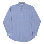 TOMMY HILFIGER Mens Blue & White Striped Shirt S Button Down Collar Long Sleeve