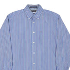 TOMMY HILFIGER Mens Blue & White Striped Shirt S Button Down Collar Long Sleeve