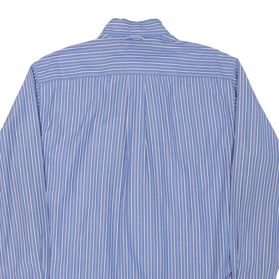 TOMMY HILFIGER Mens Blue & White Striped Shirt S Button Down Collar Long Sleeve