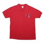 DISNEY Mens Red Mickey Mouse Golf Short Sleeve Plain Polo Shirt L Casual