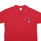 DISNEY Mens Red Mickey Mouse Golf Short Sleeve Plain Polo Shirt L Casual