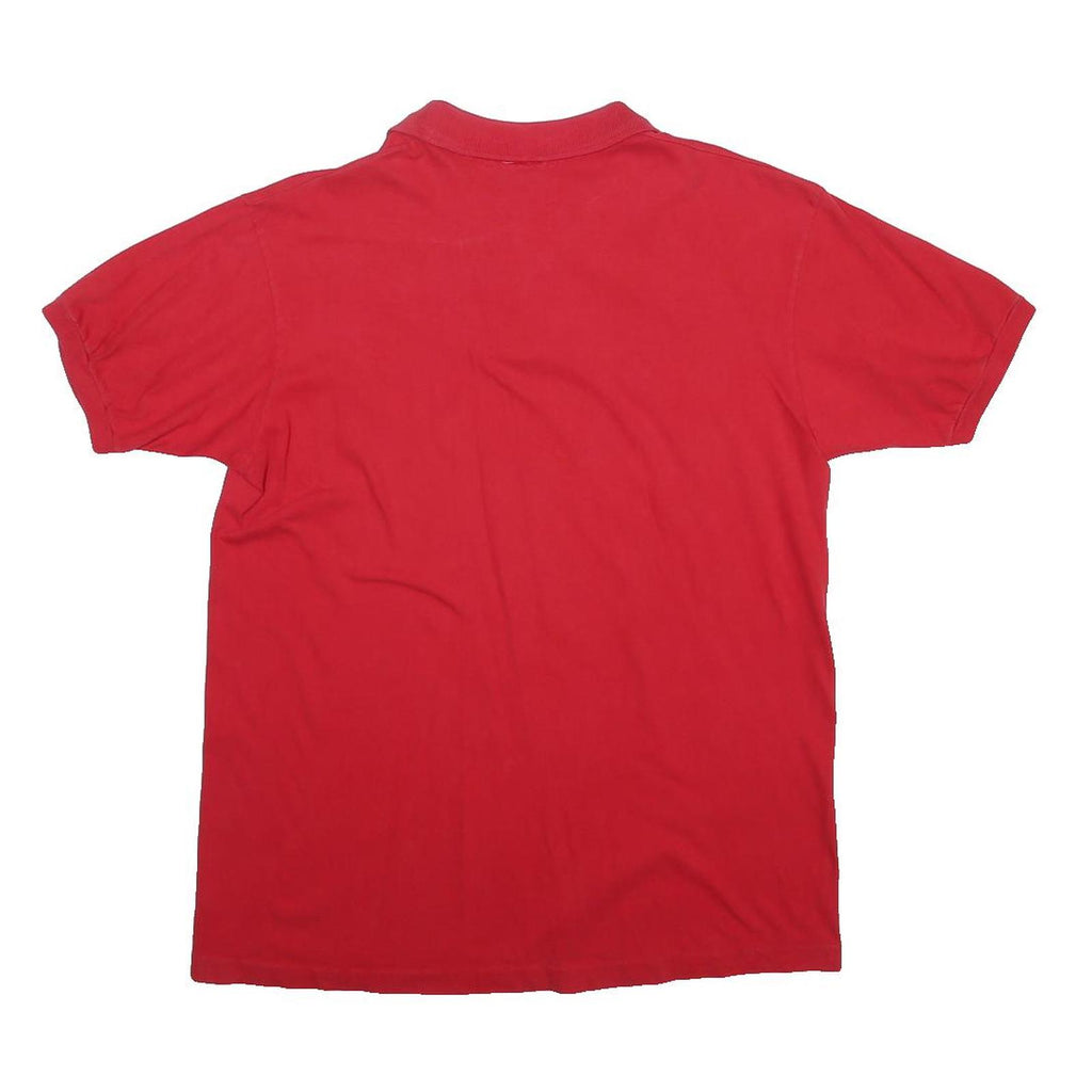 DISNEY Mens Red Mickey Mouse Golf Short Sleeve Plain Polo Shirt L Casual