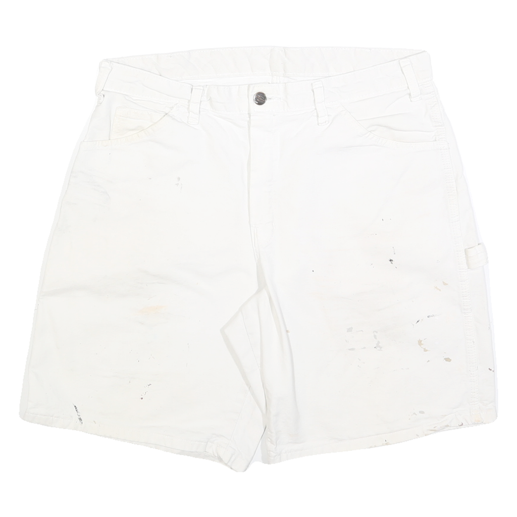 DICKIES Womens Shorts White Casual Classic L W34 Workwear Utility Cotton Blend