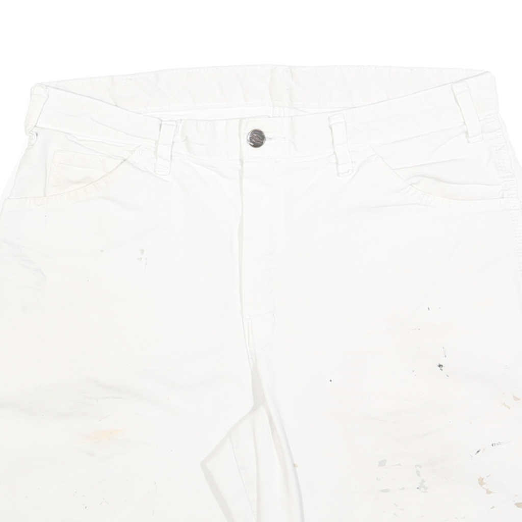DICKIES Womens Shorts White Casual Classic L W34 Workwear Utility Cotton Blend