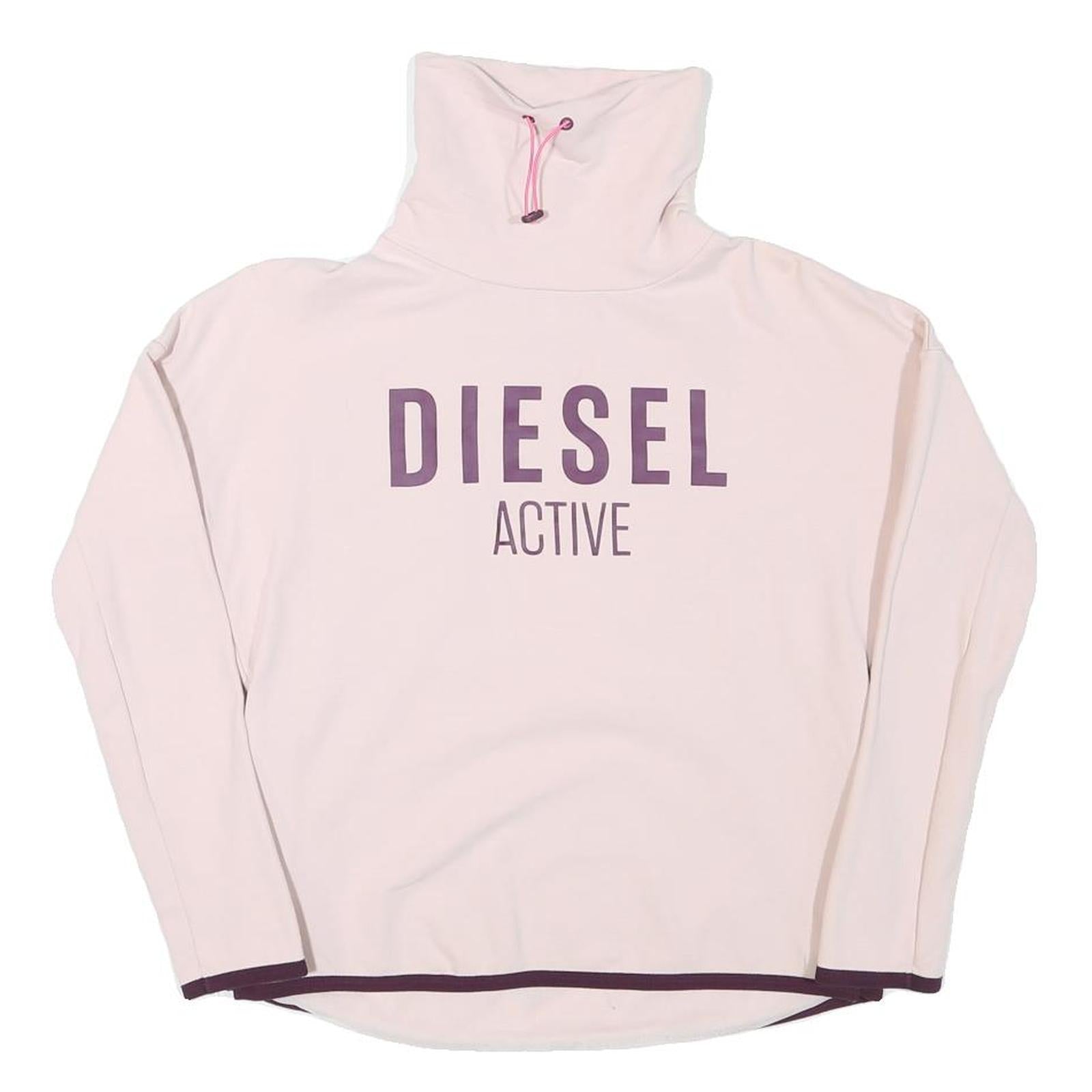 DIESEL Womens Pink & Purple Active Logo Sweatshirt Pullover Crew Neck XS Relaxed