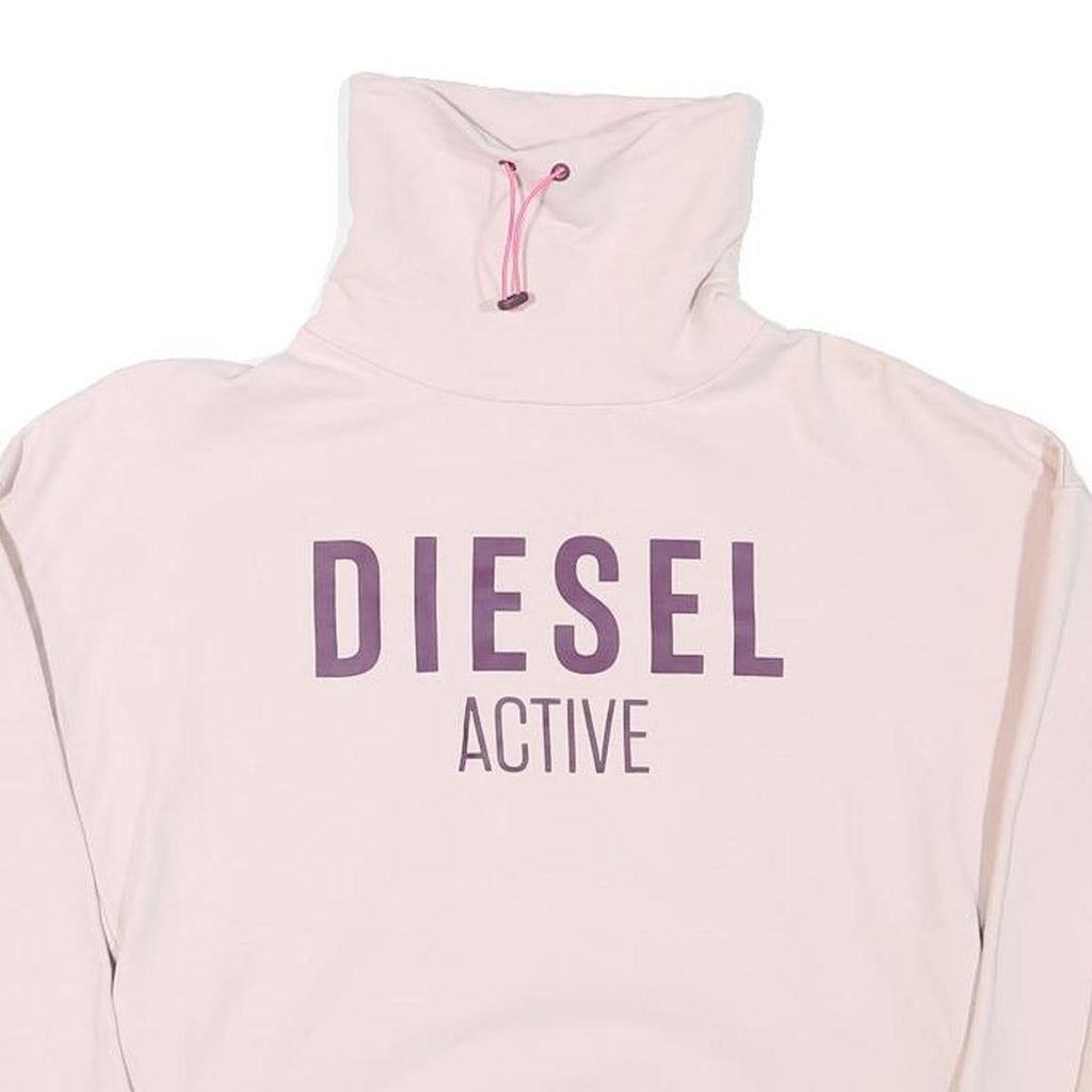 DIESEL Womens Pink & Purple Active Logo Sweatshirt Pullover Crew Neck XS Relaxed