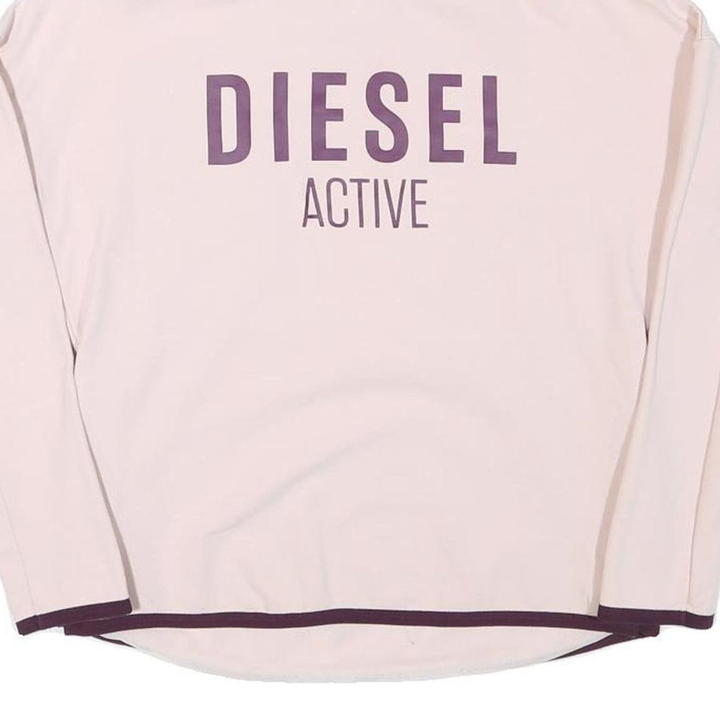 DIESEL Womens Pink & Purple Active Logo Sweatshirt Pullover Crew Neck XS Relaxed