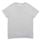 TOMMY HILFIGER Mens Grey Crew Neck Short Sleeve T-Shirt L Classic Cotton Blend