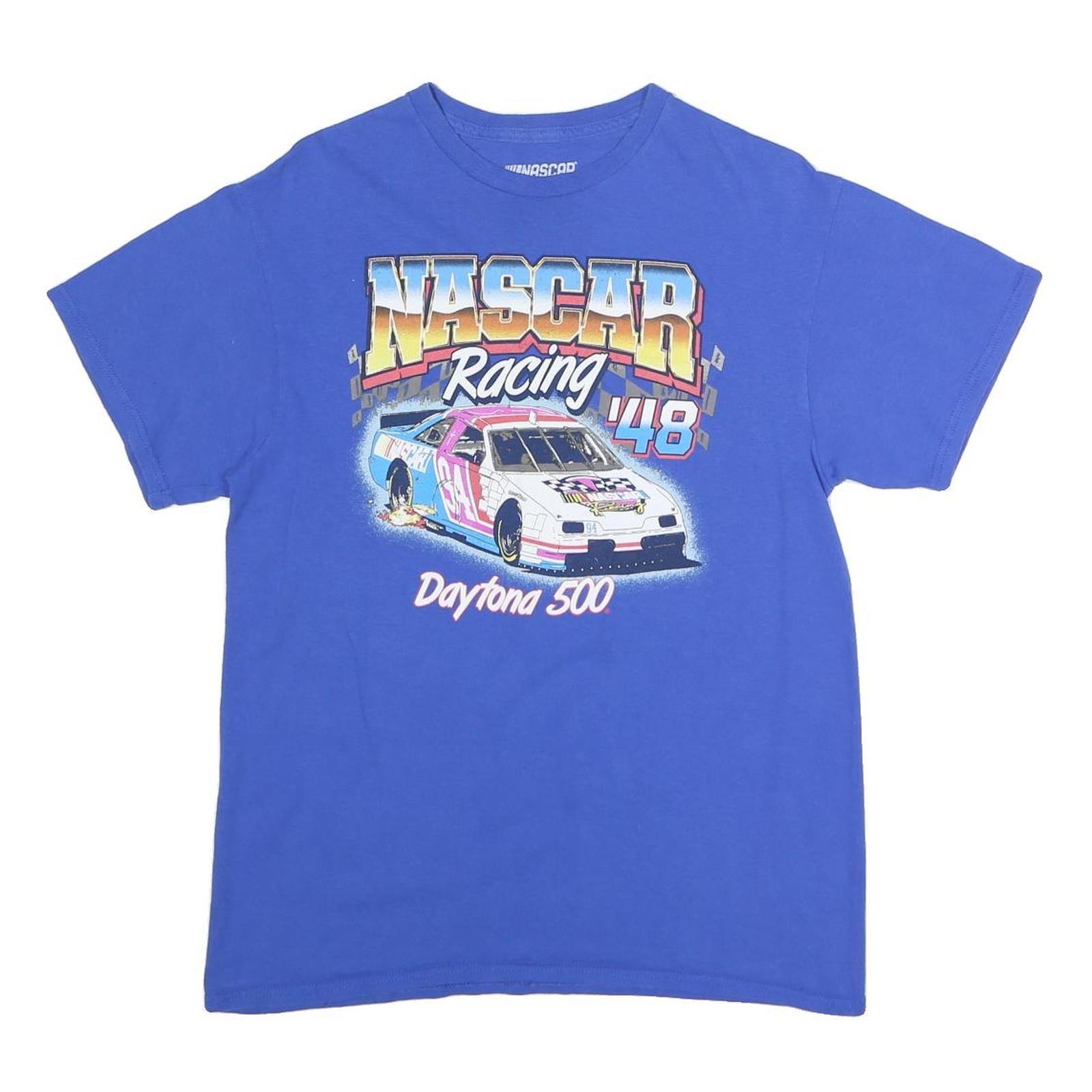 NASCAR Mens Blue Racing Graphic T-Shirt M Short Sleeve Crew Neck Daytona 500