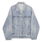 NORWISS Mens Blue Denim Button Jacket L Cotton Classic Plain Casual Lightweight