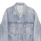 NORWISS Mens Blue Denim Button Jacket L Cotton Classic Plain Casual Lightweight