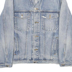 NORWISS Mens Blue Denim Button Jacket L Cotton Classic Plain Casual Lightweight