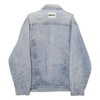 NORWISS Mens Blue Denim Button Jacket L Cotton Classic Plain Casual Lightweight