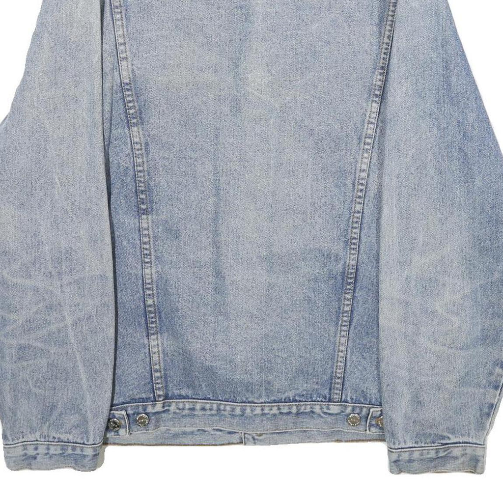 NORWISS Mens Blue Denim Button Jacket L Cotton Classic Plain Casual Lightweight