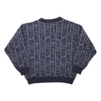 ANGELO LITRICO Mens Blue Patterned Wool Blend Jumper V-Neck Cable Knit M