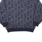 ANGELO LITRICO Mens Blue Patterned Wool Blend Jumper V-Neck Cable Knit M