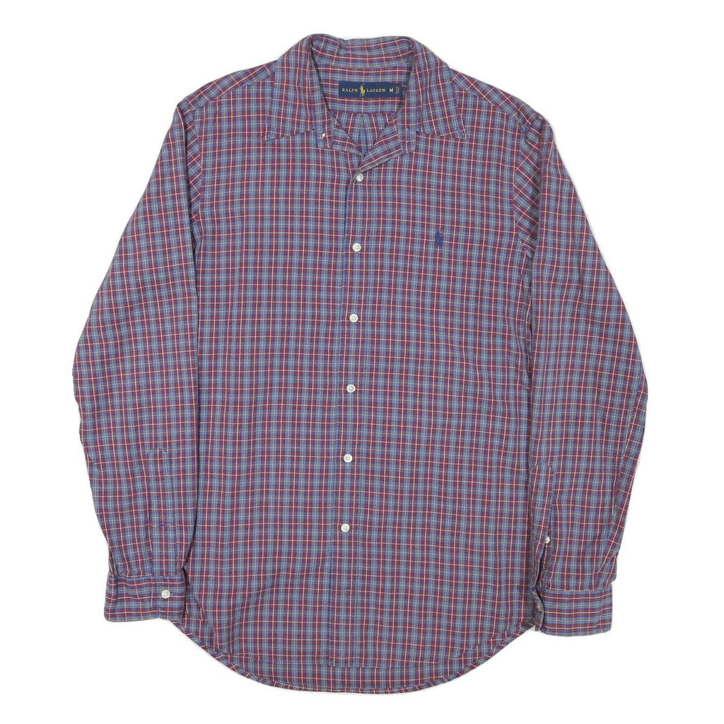 RALPH LAUREN Mens Blue & Red Check Shirt M Long Sleeve Cotton Blend Casual