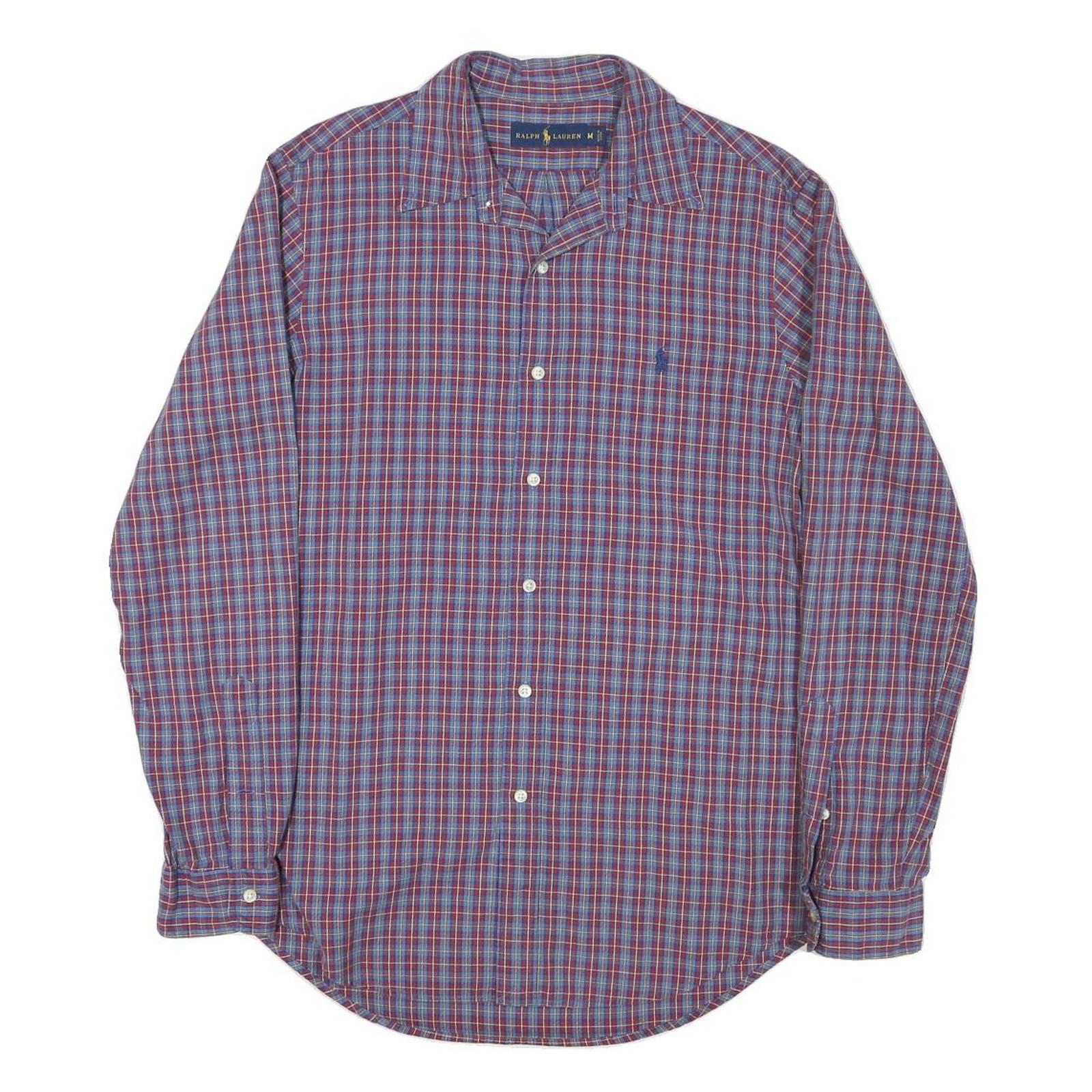 RALPH LAUREN Mens Blue & Red Check Shirt M Long Sleeve Cotton Blend Casual