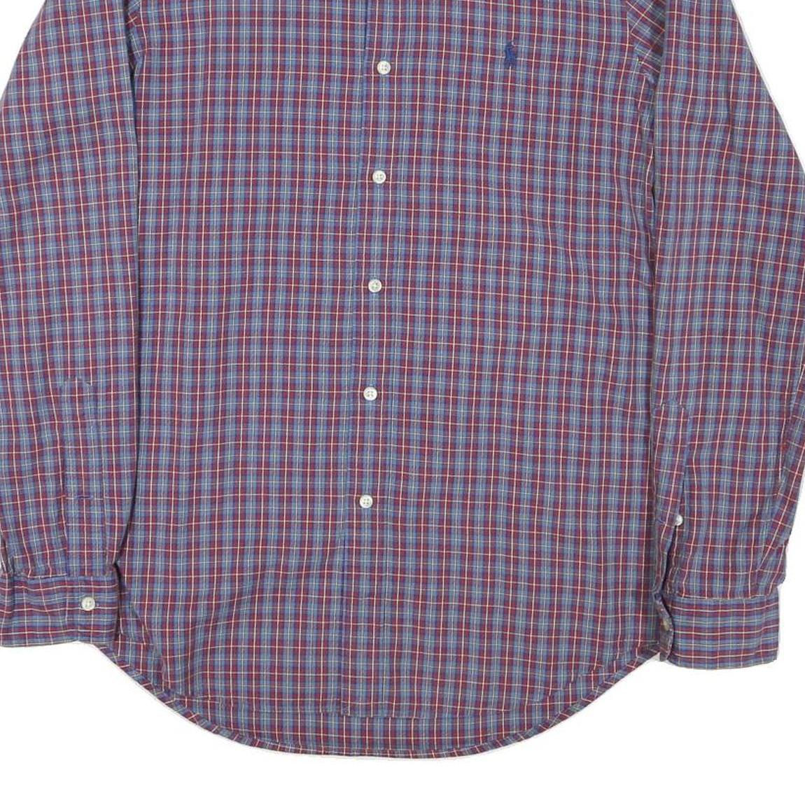 RALPH LAUREN Mens Blue & Red Check Shirt M Long Sleeve Cotton Blend Casual
