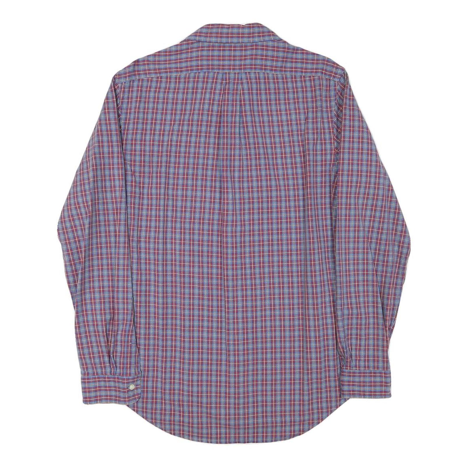RALPH LAUREN Mens Blue & Red Check Shirt M Long Sleeve Cotton Blend Casual