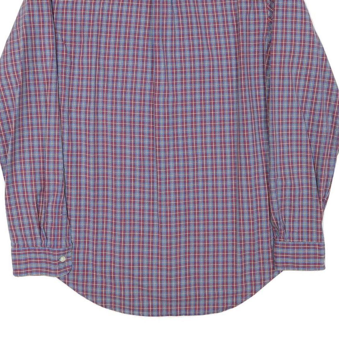 RALPH LAUREN Mens Blue & Red Check Shirt M Long Sleeve Cotton Blend Casual