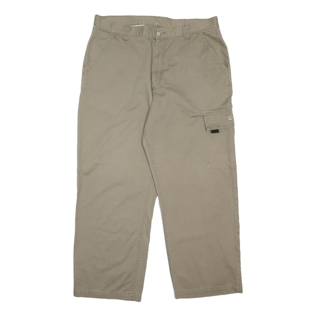 WRANGLER Mens Beige Relaxed Cargo Trousers W36 L30 Cotton Zip Pockets