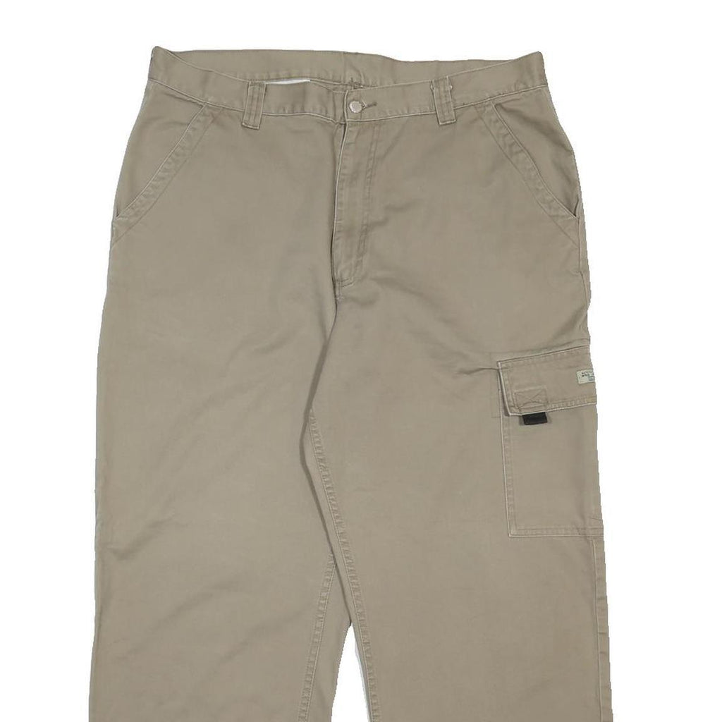 WRANGLER Mens Beige Relaxed Cargo Trousers W36 L30 Cotton Zip Pockets