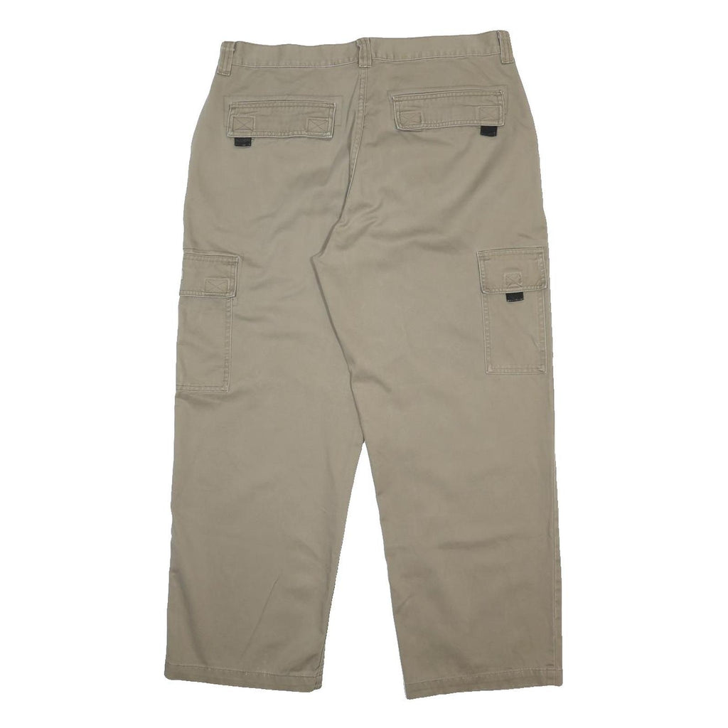 WRANGLER Mens Beige Relaxed Cargo Trousers W36 L30 Cotton Zip Pockets