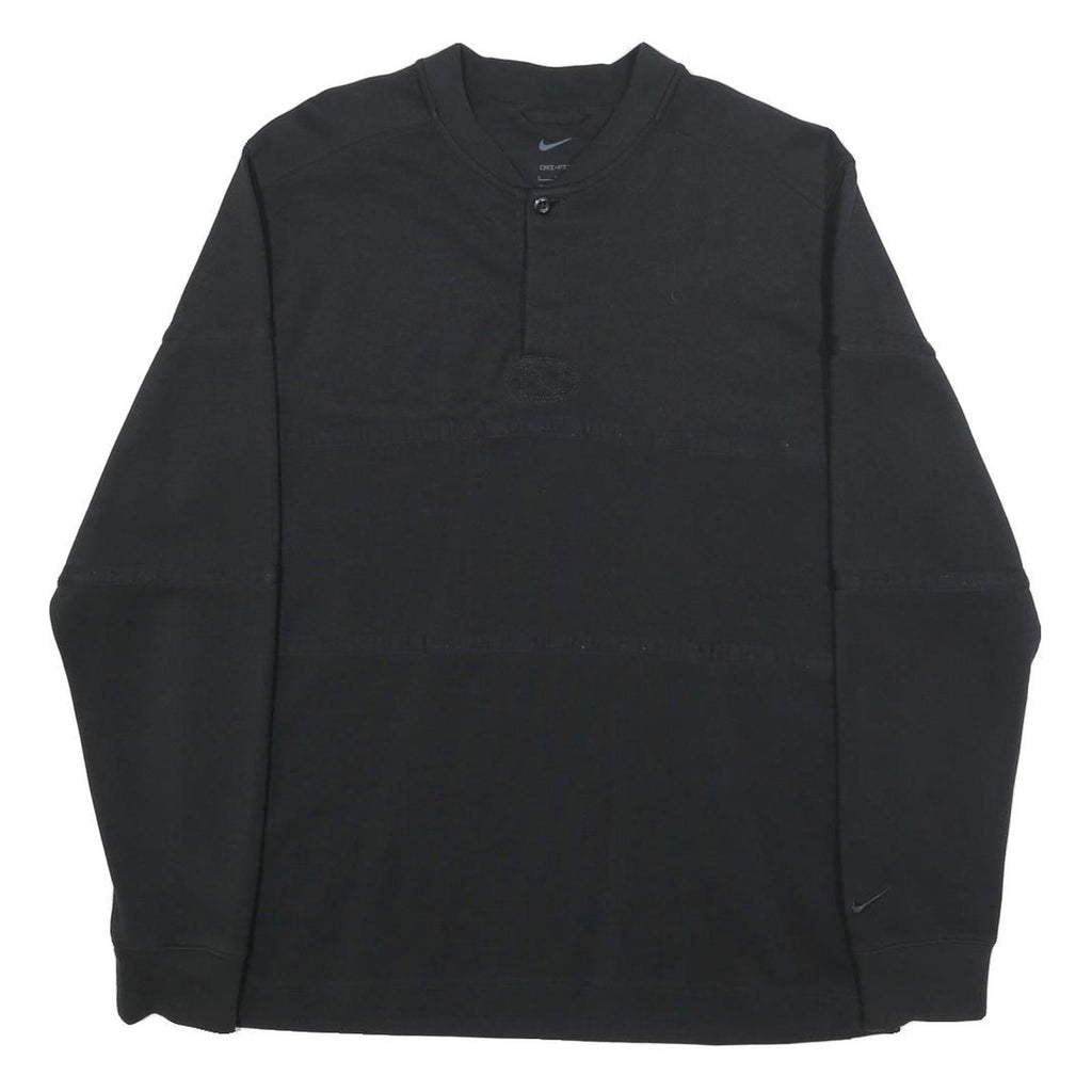 NIKE Mens Black Cotton Blend Crew Neck Sweatshirt L Casual Pullover Long Sleeve